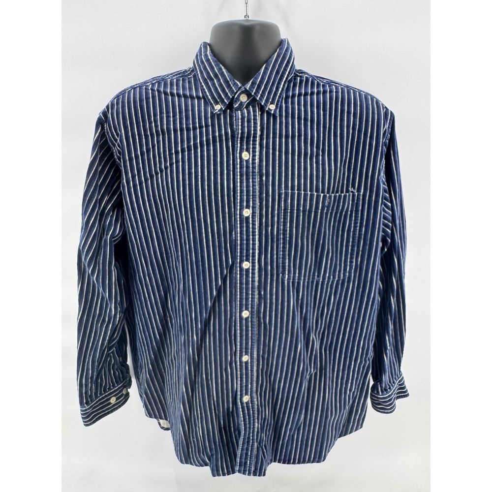 Northwest Territory Button Down Mens Large Blue Striped Corduroy‎ LS  Shirt - Picture 2 of 5